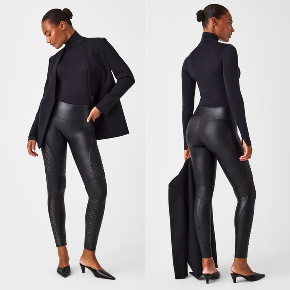 Spanx Faux Leather Moto Leggings - Picture 1 of 10